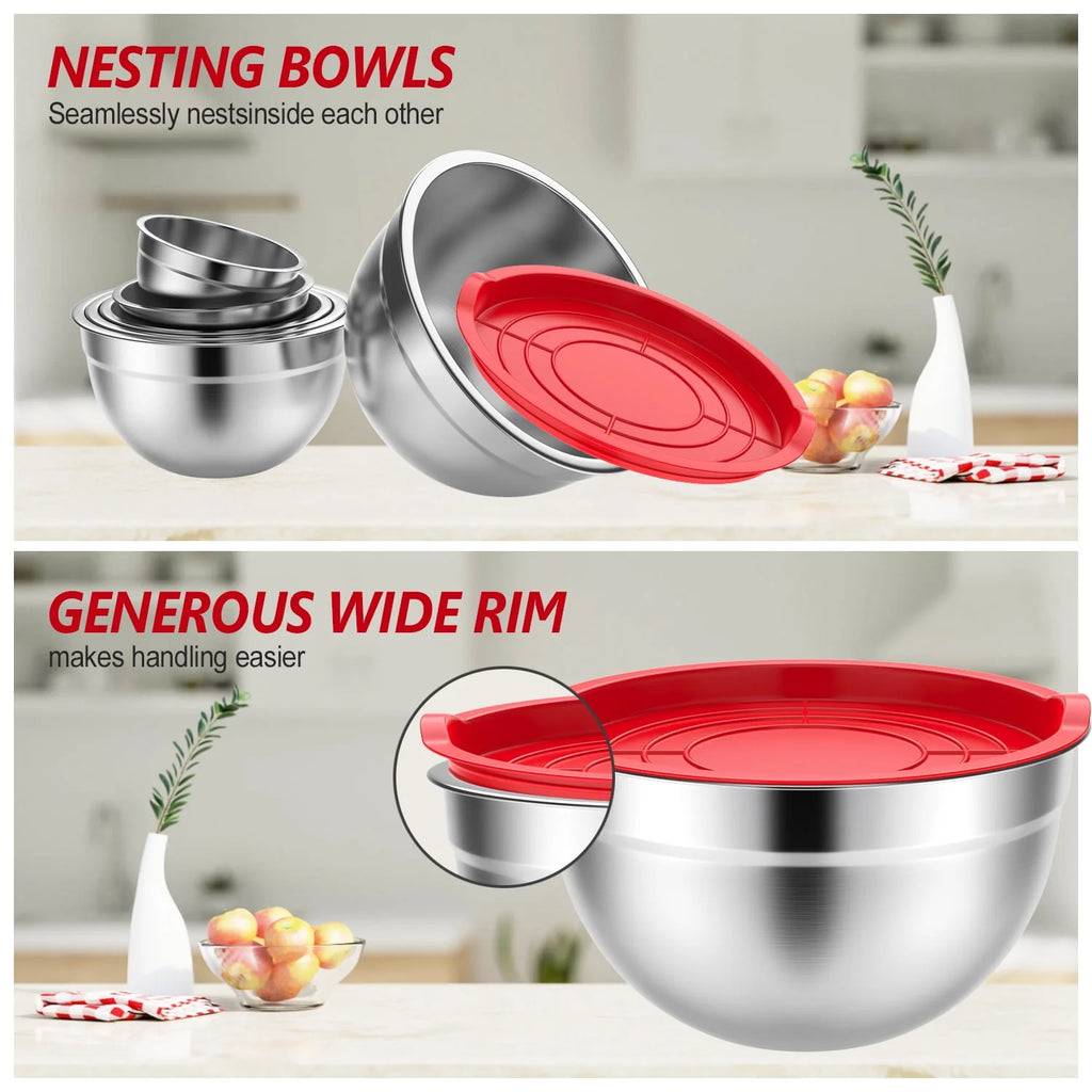 Stainless Steel Mixing Bowls Set with Lids 7 Pc T27449