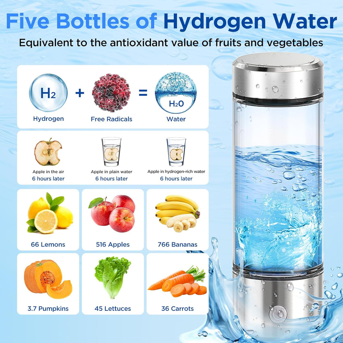 Silver Hydrogen Water Bottle R16584