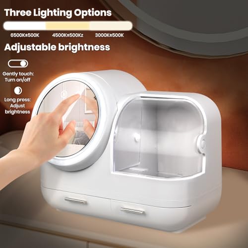 White 15" L×8.5"W×12"H Desktop Makeup Box with Drawers C4213