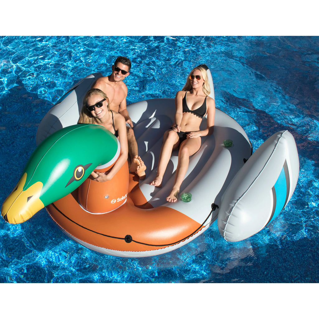 Giant Inflatable Ride On 131 Inch Swimming Pool Duck Island Float C82766