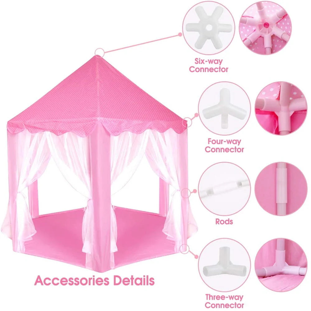 Hexagon Play Tent for Kids with Star Lights L298982