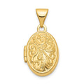 11mm 10k Yellow Gold Beaded Scroll Oval Photo Locket Pendant Necklace H970045