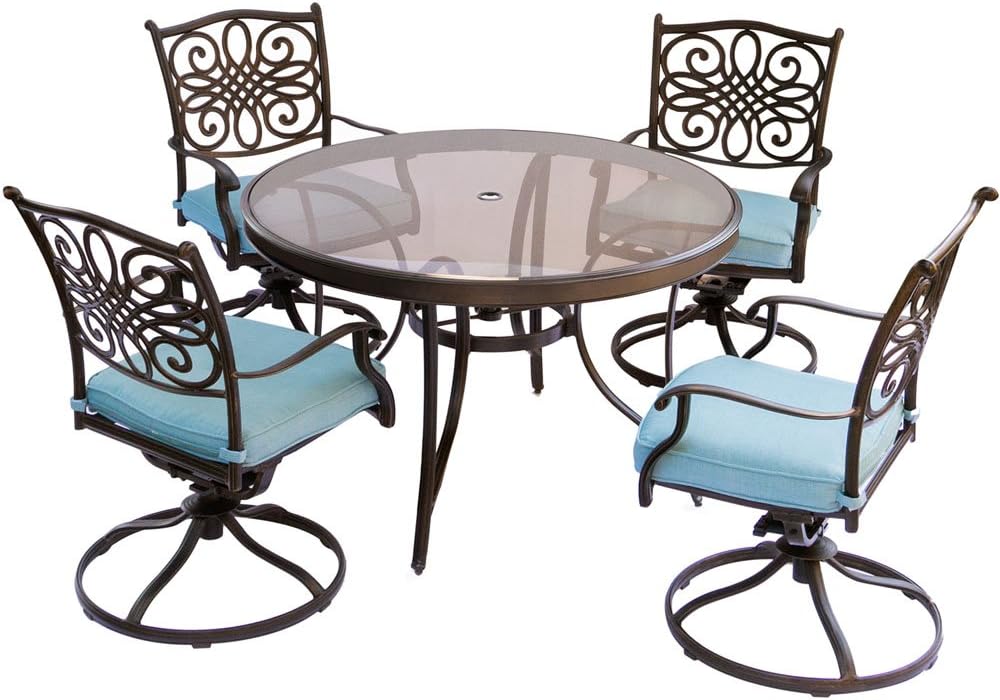 Blue Dining Set with Glass-Top Table Y805