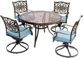 Blue Dining Set with Glass-Top Table Y805