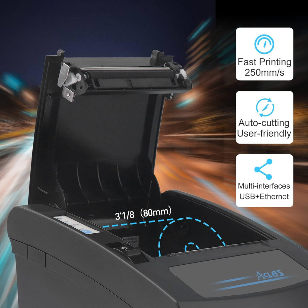 Thermal Receipt Printer 80mm with Auto Cutter USB Ethernet Serial Port O345