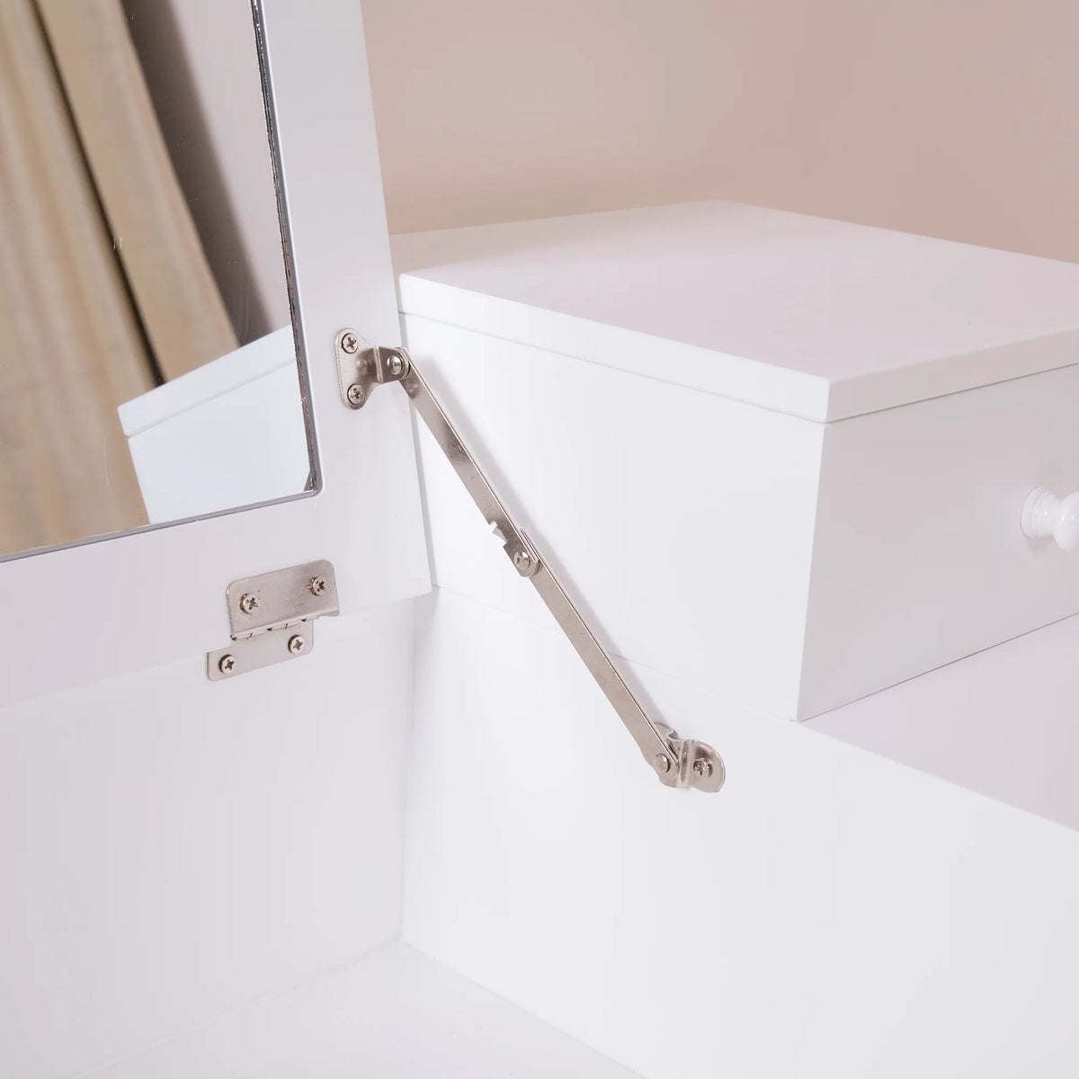 White Wooden Vanity Desk with Flip-top Mirror G285