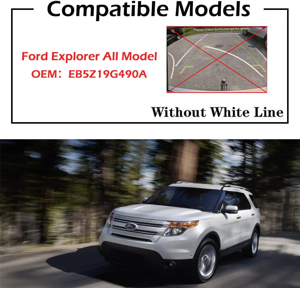Backup Camera Compatible with Ford Explorer 2011-2015 Rear View Reverse Camera Pack of 2 B50715