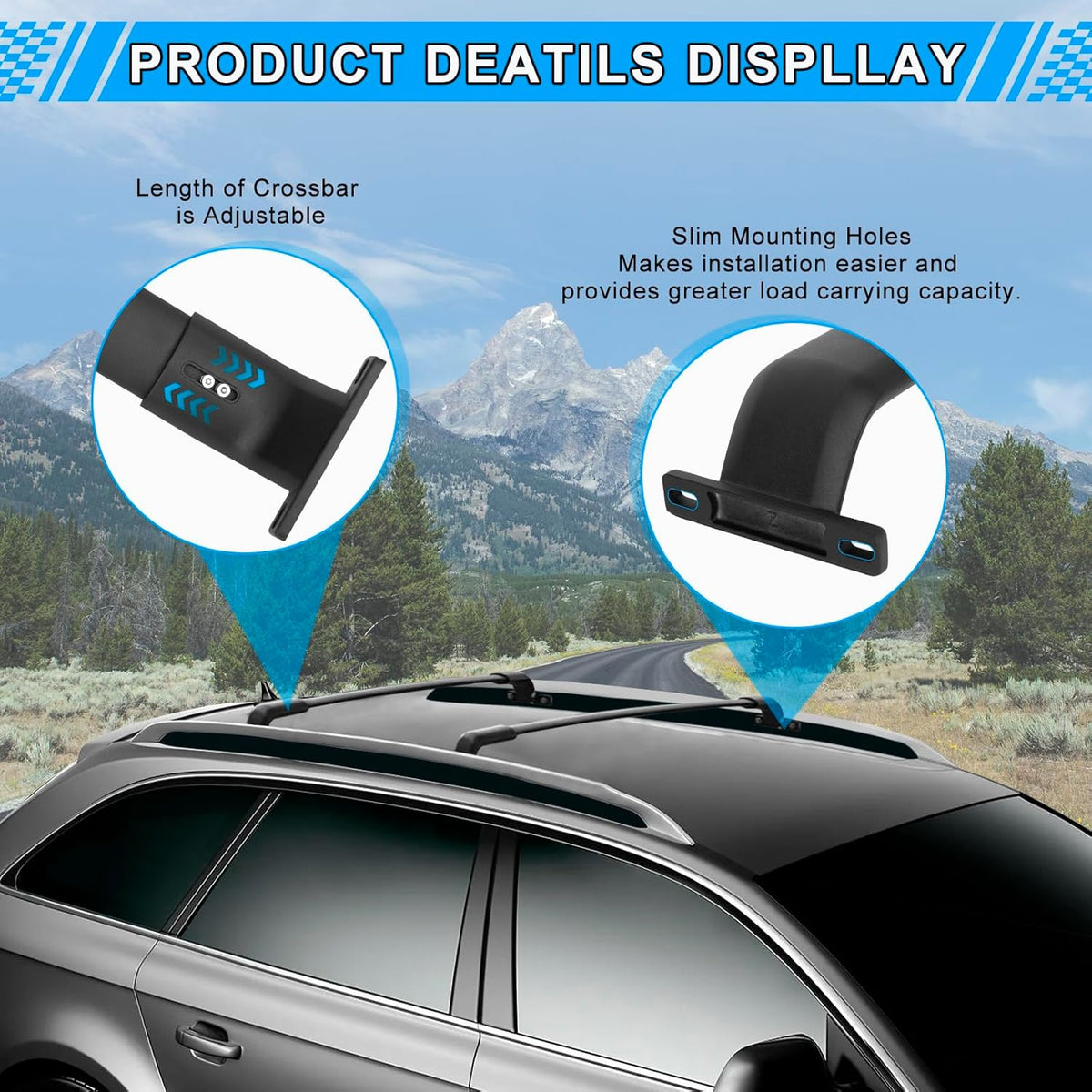 220LBS Aluminum Roof Rack Cross Bars X77462
