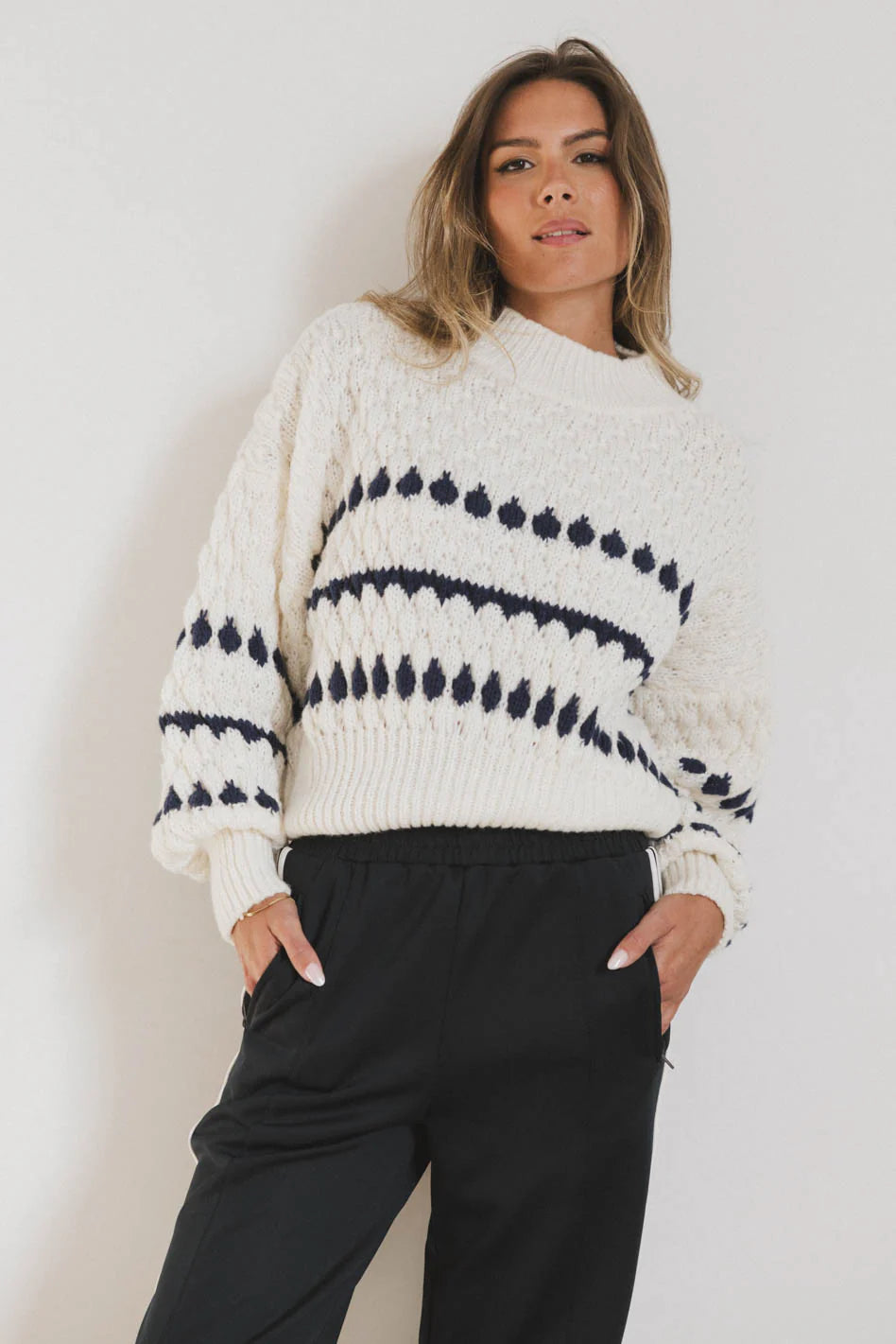 Navy Knit Sweater I5076