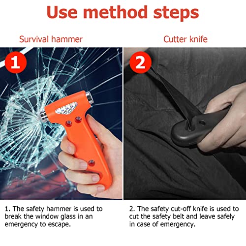 2 Pack Car Safety Hammer with Window Breaker and Seat Belt Cutter C2060