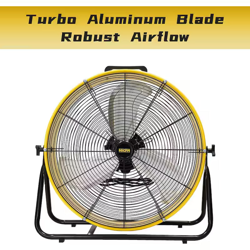 Yellow 24 in. 3 Speeds Portable Drum Fan J207