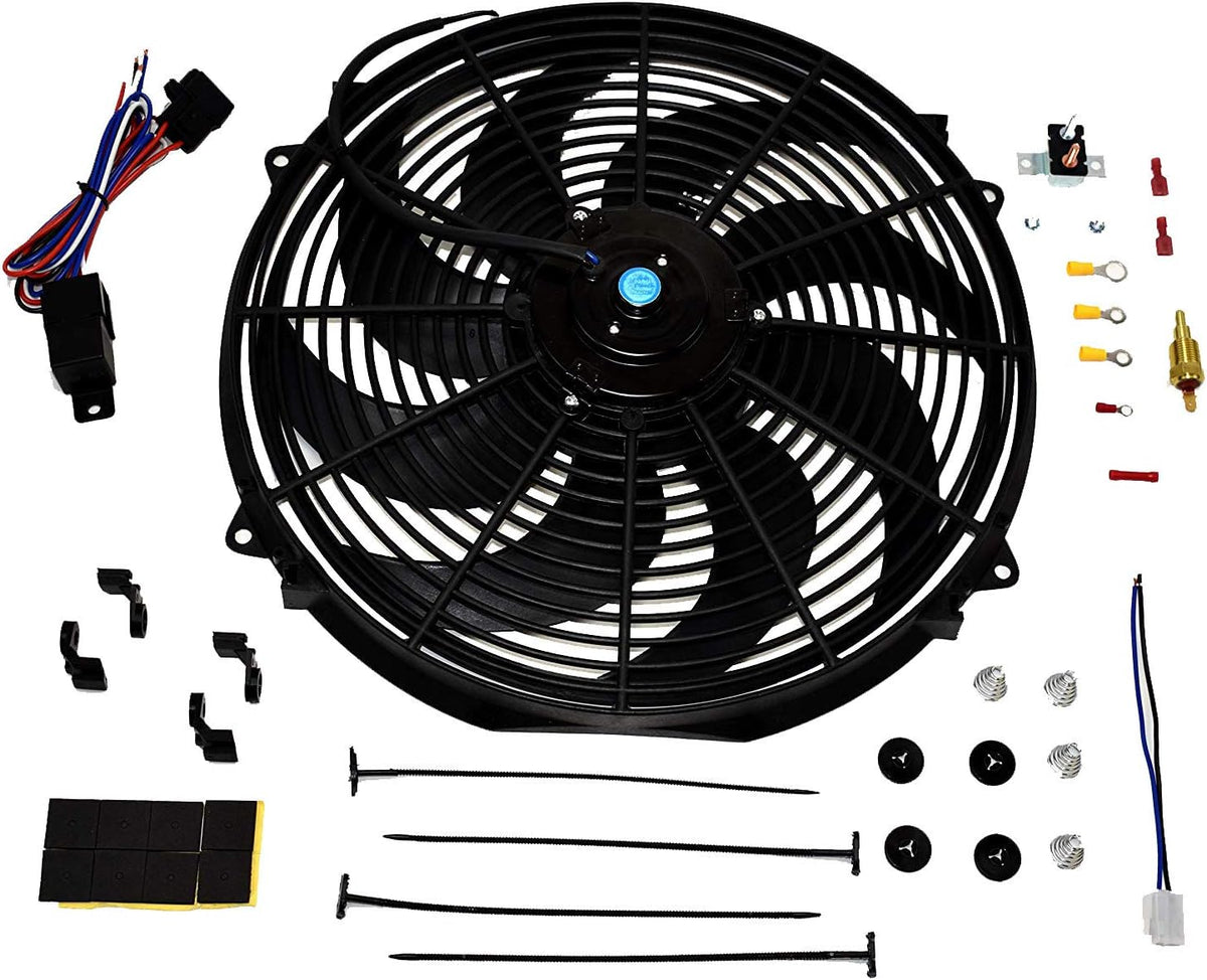 16inch 12V 3000 CFM Reversible Radiator Electric Cooling Fan with Mounting Kit Pack of 2 X460