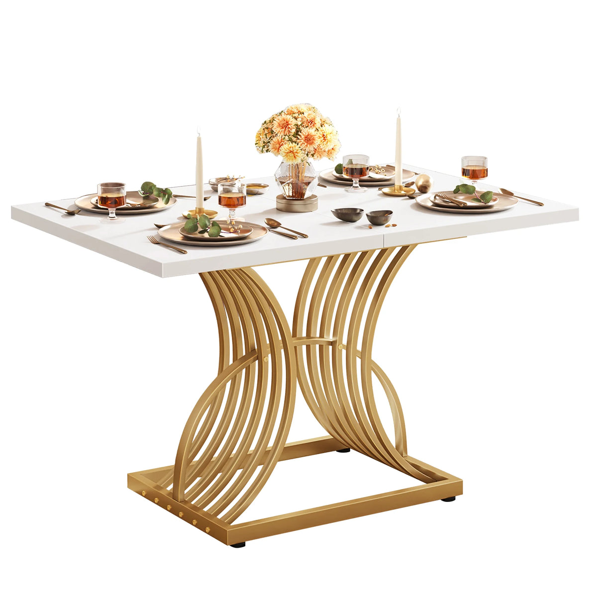 46.9" Gold Rectangular Dining Table P585
