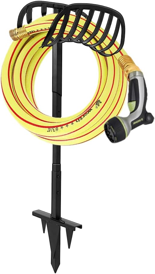 Black Pack of 2 Freestanding Hose Holder Stand Rack J50063