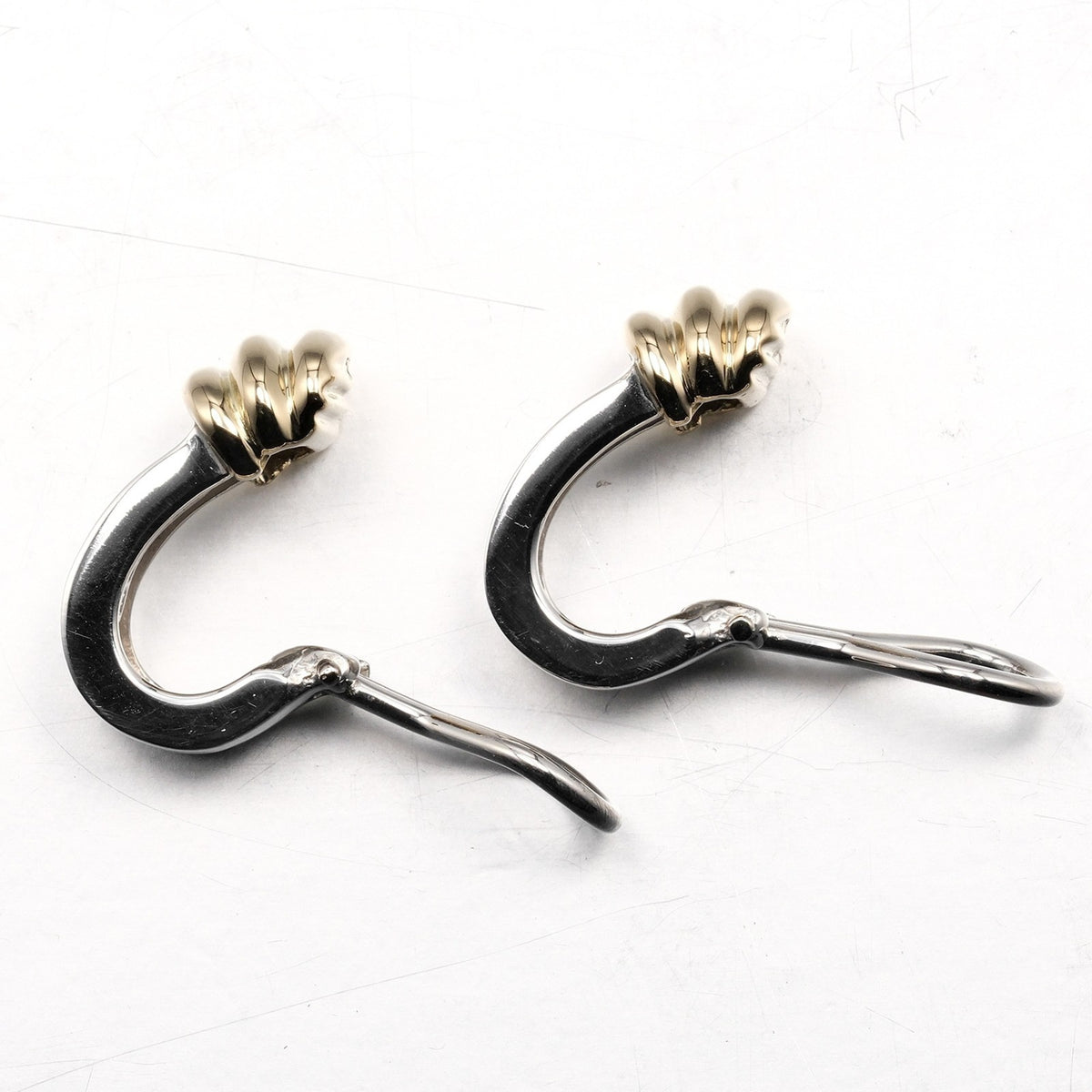 Grooved Earrings Silver 925 Yellow Gold V890017