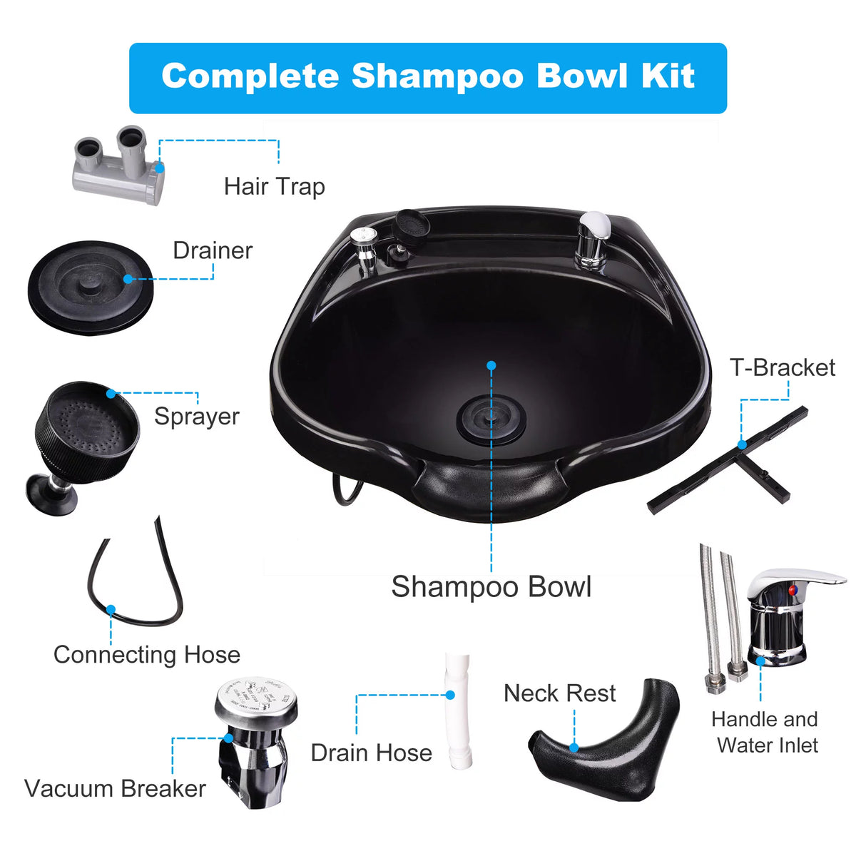 Shampoo Bowl with Vacuum Breaker and Neck Rest M4080