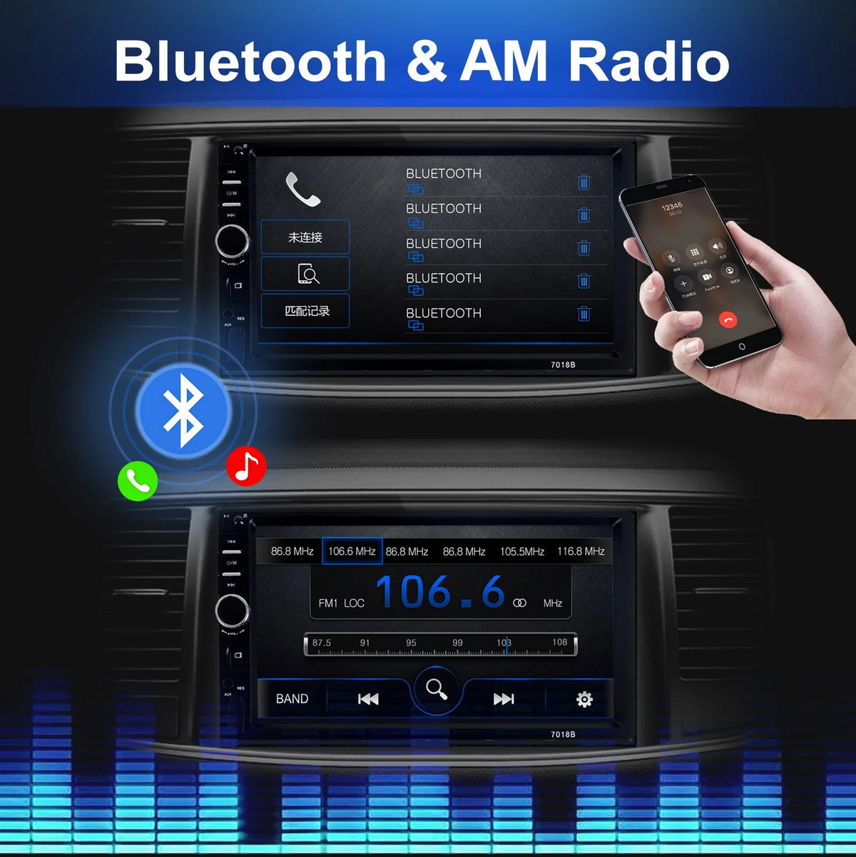 Double DIN Car Stereo with 4 LED Rearview Camera N846964
