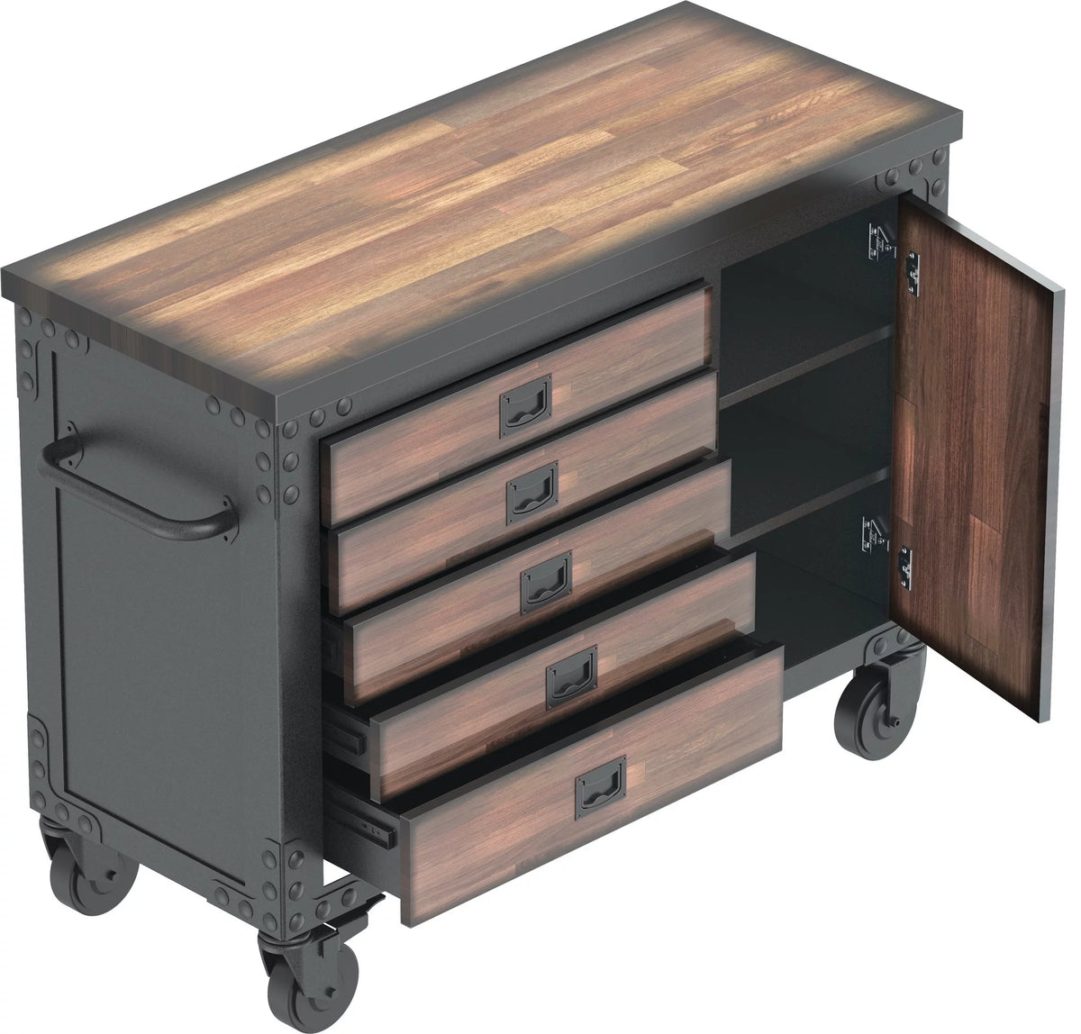 48 in. 5-Drawers Rolling Tool Chest with Wood Top A375