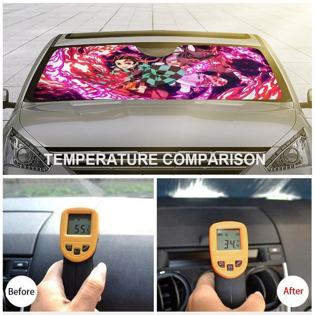 Anime Demon Slayer Car Windshield Sunshade Foldable Reflective Sun Visor D314