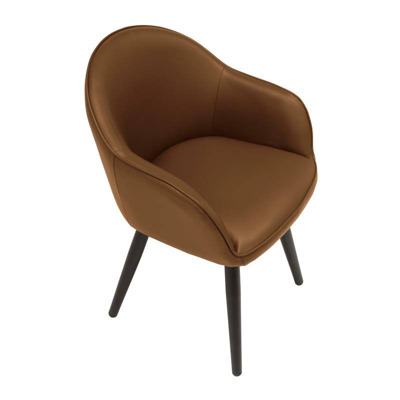 Caramel Brown Faux Leather Accent Chair with Arms E6570