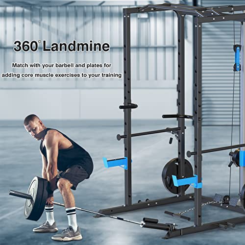 Power Cage with J-Hooks, Dip Handles, Landmine Attachment M3236