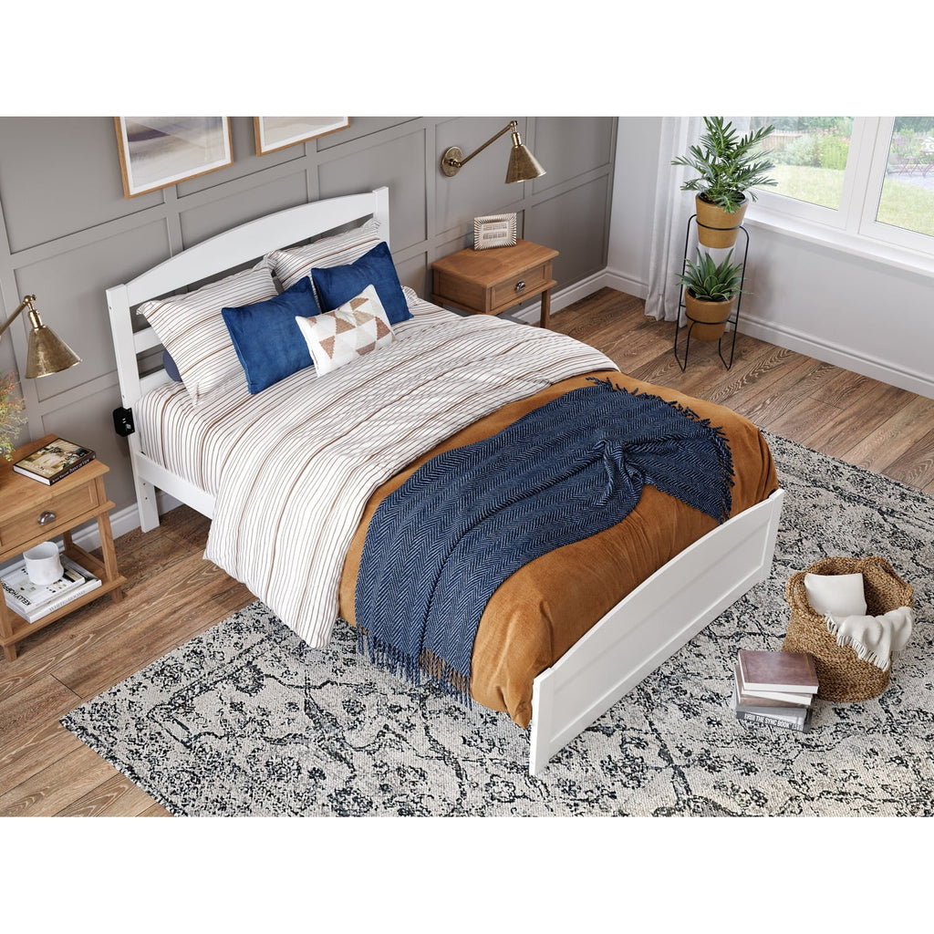 White Queen Solid Wood Platform Bed L46728