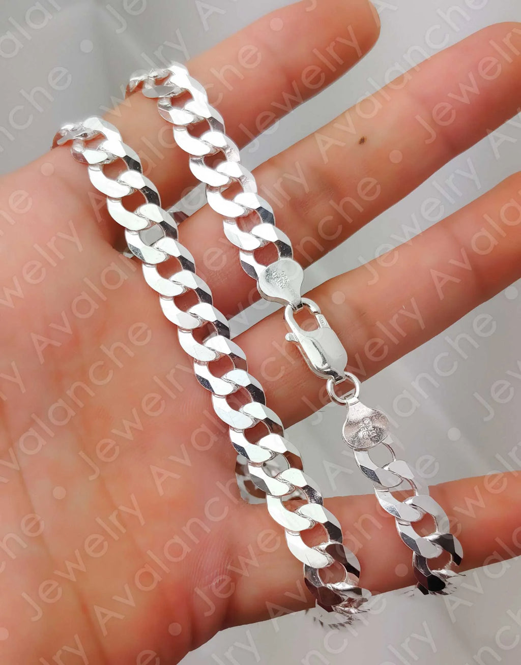 .925 Sterling Silver Flat Curb Chain Necklace 22 inches D512