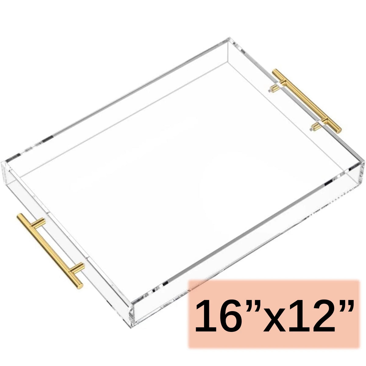 Rectangular Clear Decorative Tray with Gold Handle J444