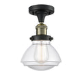 Black Antique Brass Semi-Flush Mount Light F691