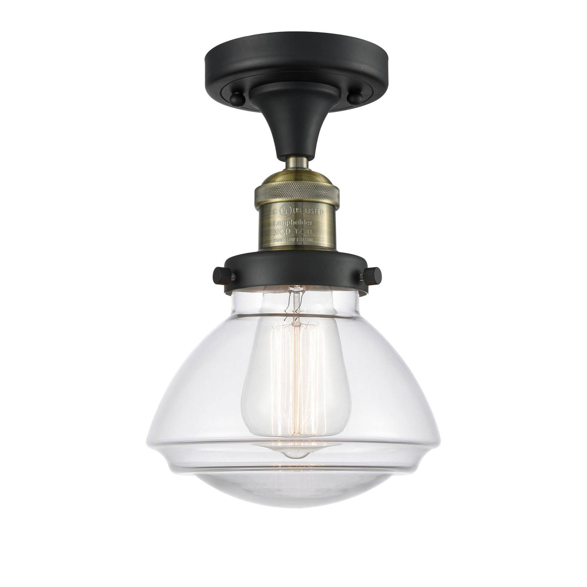 Black Antique Brass Semi-Flush Mount Light F691