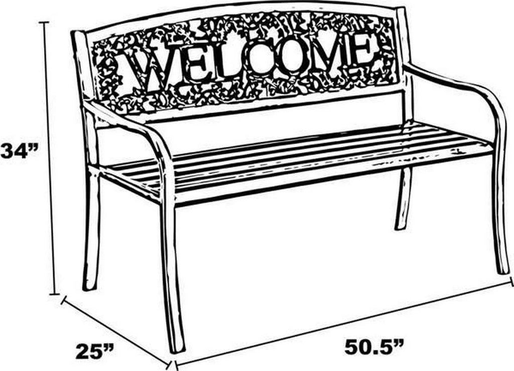 Black and Gold Outdoor Metal Patio Bench O88697