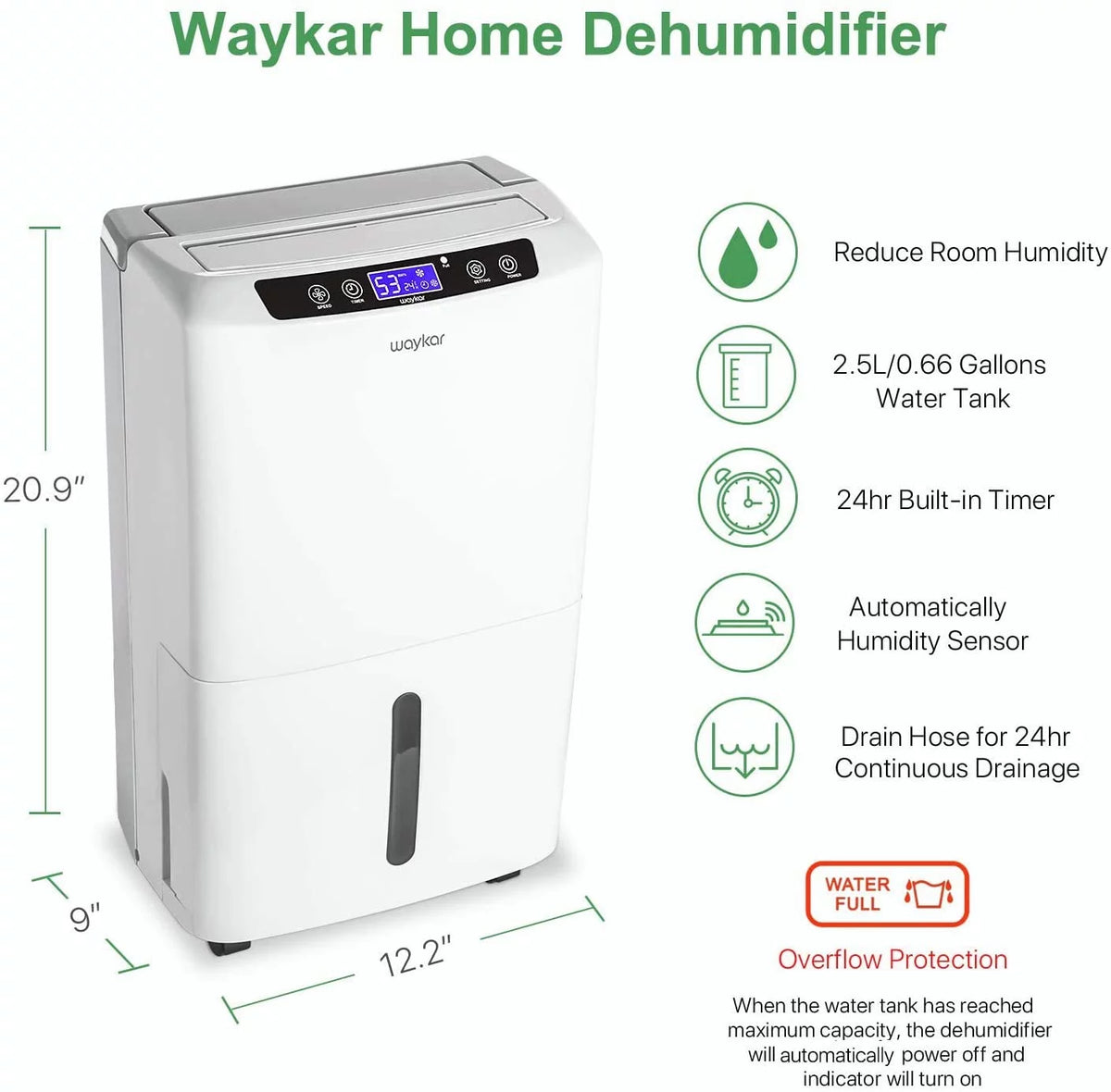 34 Pints Dehumidifier with Drain Hose N377