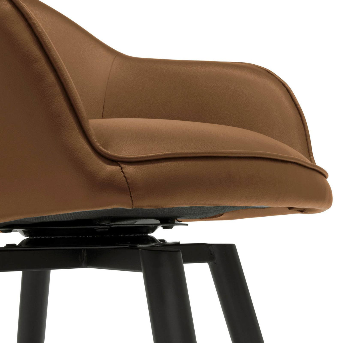 Caramel Brown Faux Leather Accent Chair with Arms E6570