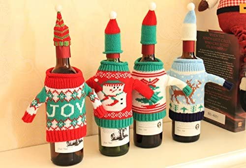 4 Pack Christmas Wine Bottle Covers and Hats Kit R793956