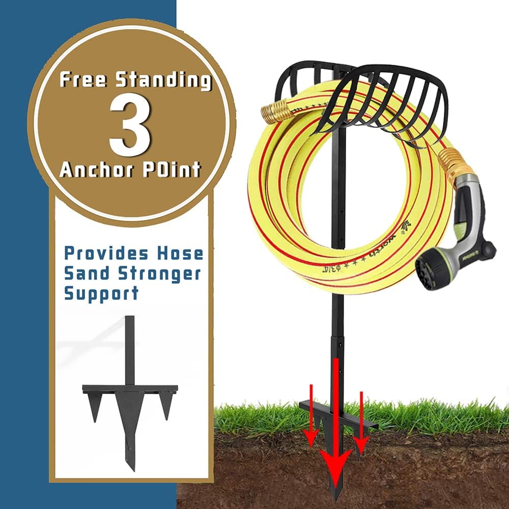 Black Pack of 2 Freestanding Hose Holder Stand Rack J50063