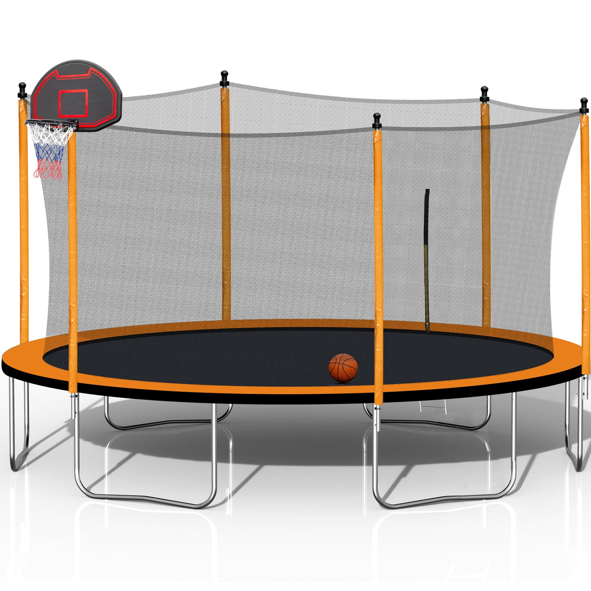 Orange 15FT Trampoline with Basketball Hoop and Ladder A220172