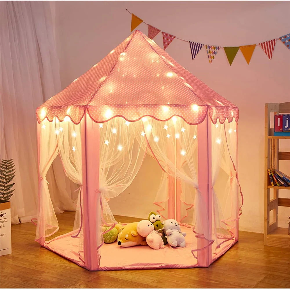 Hexagon Play Tent for Kids with Star Lights L298982