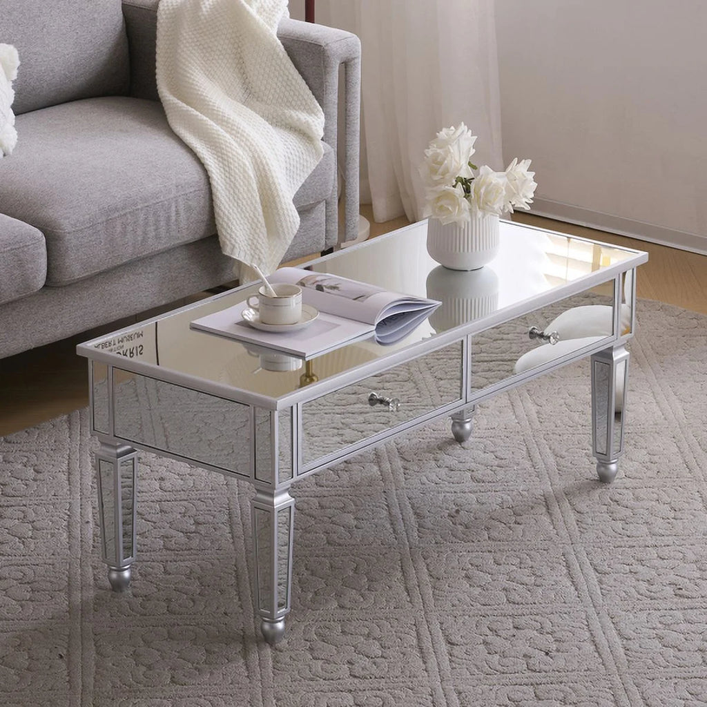 Mirrored Coffee Table with Storage and 2 Drawers V336341