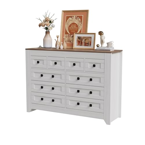 White 54" Wide 3 Drawer Wood Dresser with Sliding Barn Doors F69572