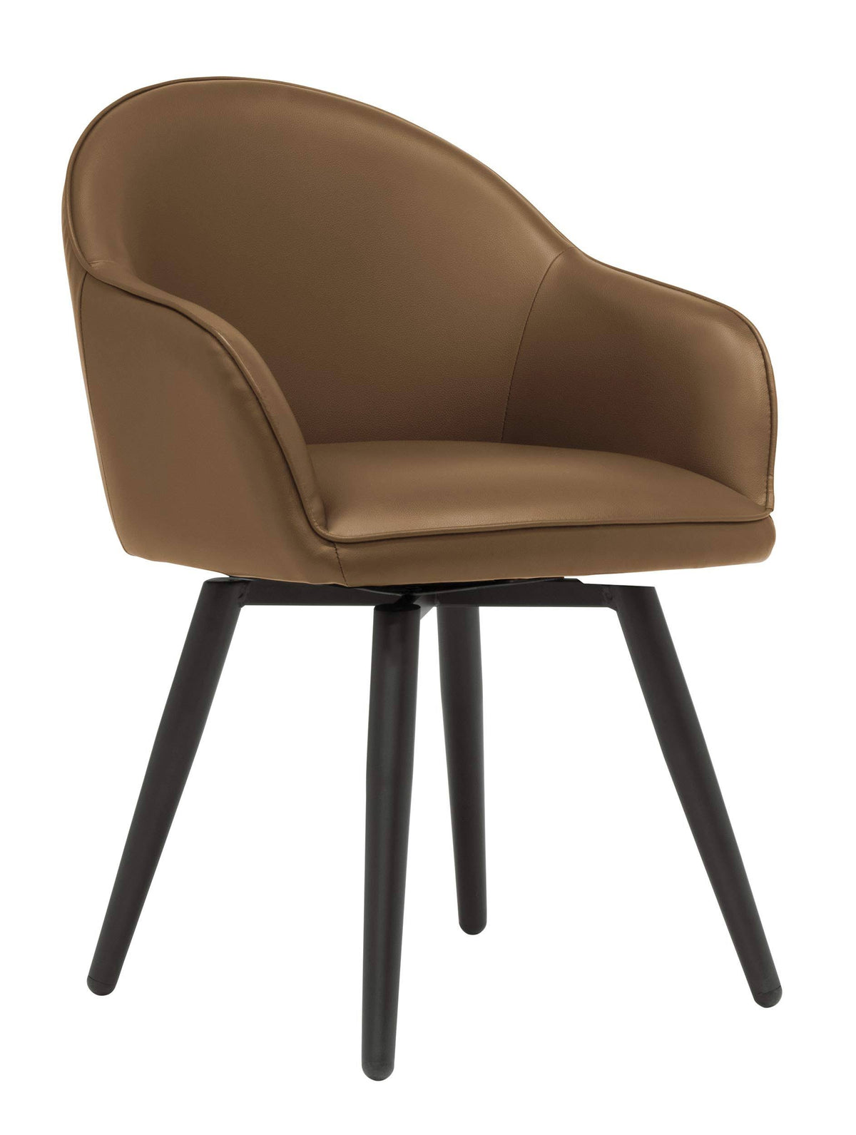 Caramel Brown Faux Leather Accent Chair with Arms E6570