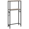 Greige and Black 2-Tier Over The Toilet Storage Shelf with Toilet Paper Holder and Hooks K158536