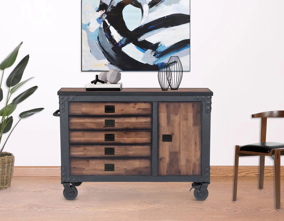 48 in. 5-Drawers Rolling Tool Chest with Wood Top A375