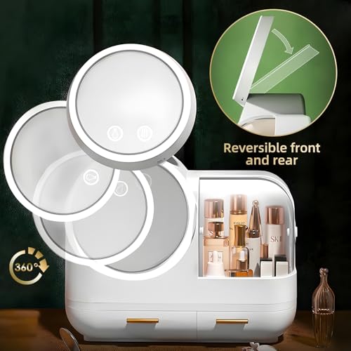 White 15" L×8.5"W×12"H Desktop Makeup Box with Drawers C4213