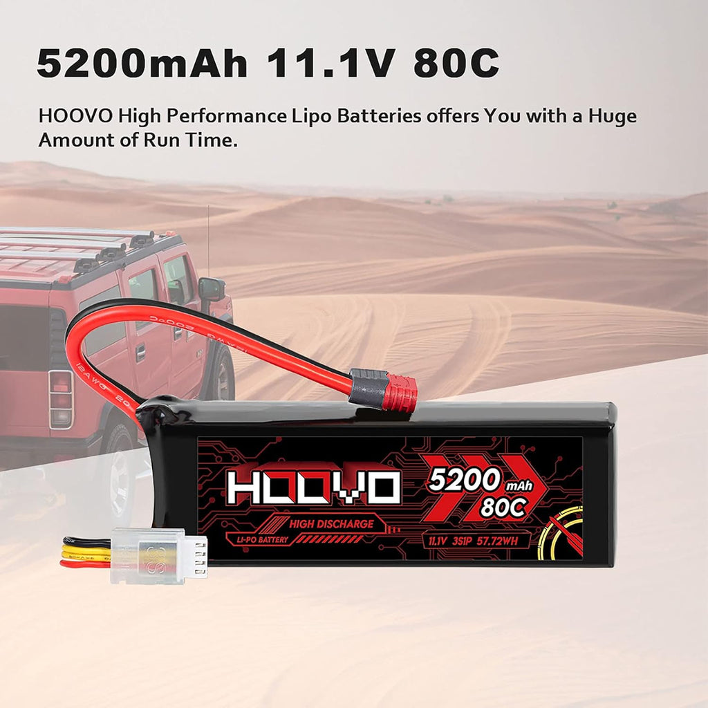 3S 11.1V 80C 5200mAh LiPo Battery with Deans T Plug 2 Packs E1866