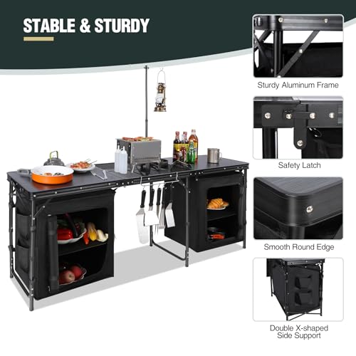 Lightweight Portable Camping Kitchen Table with Sink U395