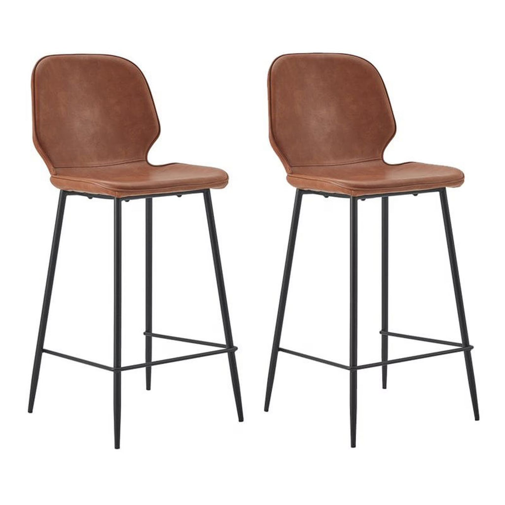 26" Faux Leather Counter Stools (Set of 2) I634