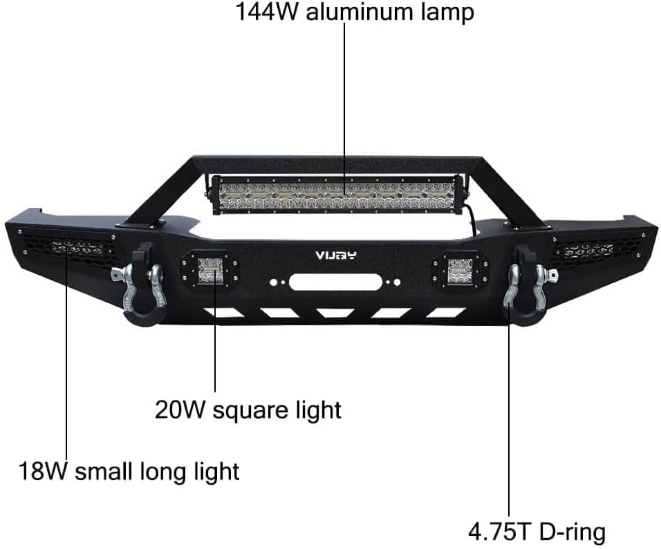 Front and Rear Bumper with LED Lights and Winch Plate and Tire Carrier N1205