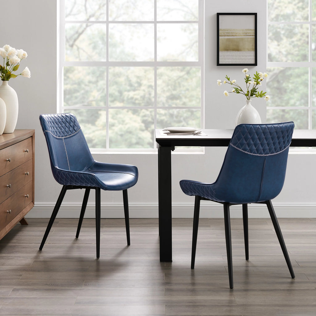 Set of 2 Blue Faux Leather Dining Chairs T8443