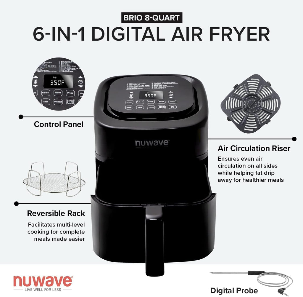 6-in-1 Air Fryer Oven Combo, 8-Qt X-Large Size, 100 Pre-Programmed Presets F54279