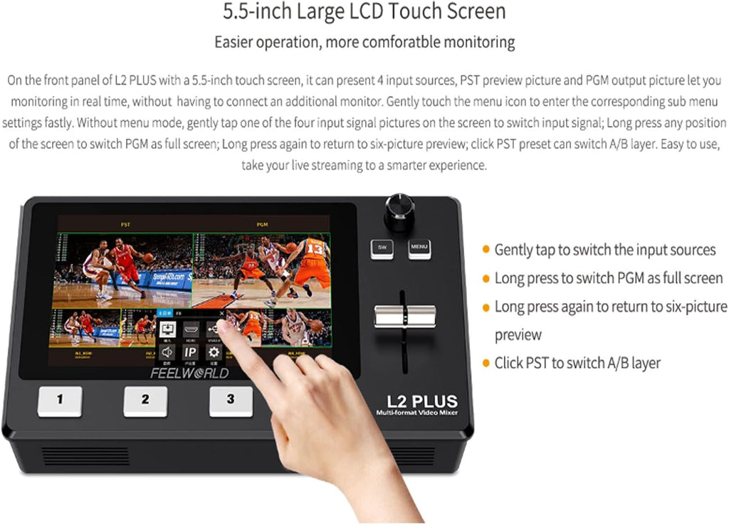 5.5 LCD Touch Screen Multi-Camera Video Mixer Switcher T815798